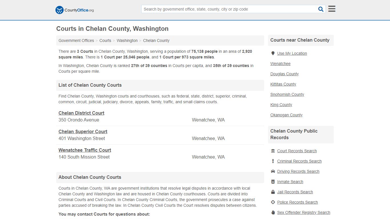 Courts - Chelan County, WA (Court Records & Calendars)